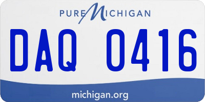MI license plate DAQ0416