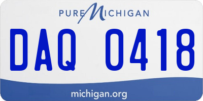MI license plate DAQ0418