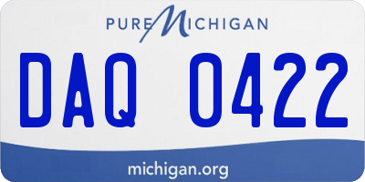 MI license plate DAQ0422