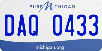 MI license plate DAQ0433