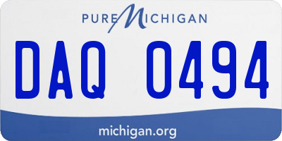 MI license plate DAQ0494