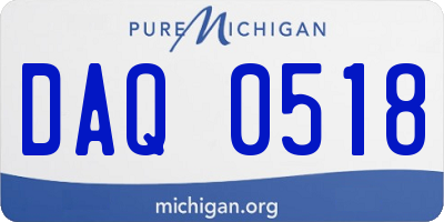 MI license plate DAQ0518