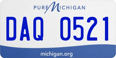 MI license plate DAQ0521