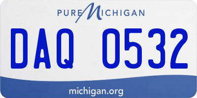 MI license plate DAQ0532