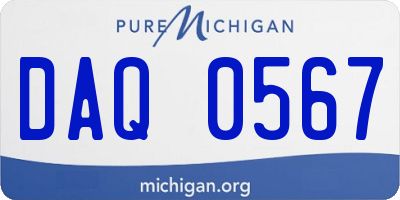MI license plate DAQ0567