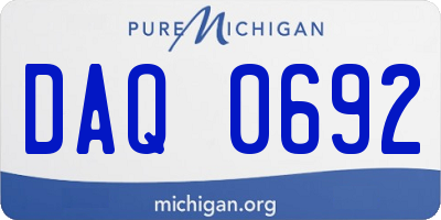 MI license plate DAQ0692