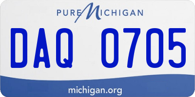 MI license plate DAQ0705