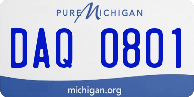MI license plate DAQ0801