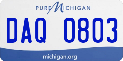MI license plate DAQ0803