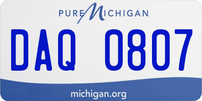 MI license plate DAQ0807