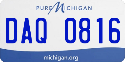 MI license plate DAQ0816