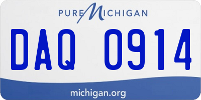 MI license plate DAQ0914
