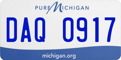 MI license plate DAQ0917
