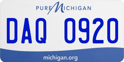 MI license plate DAQ0920