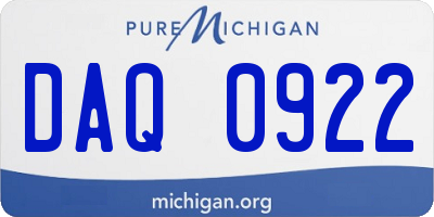 MI license plate DAQ0922