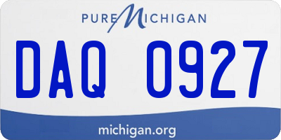 MI license plate DAQ0927