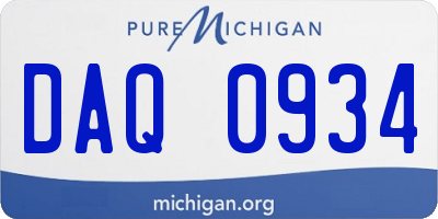 MI license plate DAQ0934