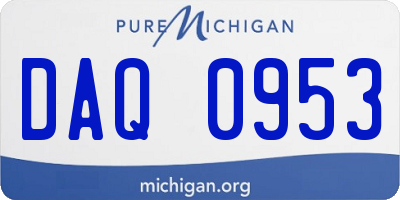 MI license plate DAQ0953