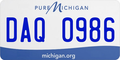 MI license plate DAQ0986