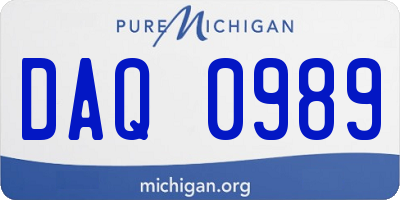 MI license plate DAQ0989