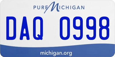 MI license plate DAQ0998