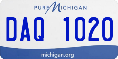 MI license plate DAQ1020