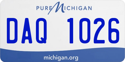 MI license plate DAQ1026