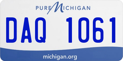 MI license plate DAQ1061