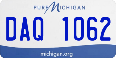 MI license plate DAQ1062