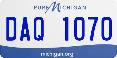 MI license plate DAQ1070