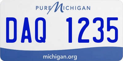 MI license plate DAQ1235