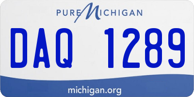 MI license plate DAQ1289