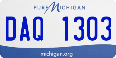 MI license plate DAQ1303