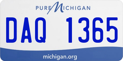MI license plate DAQ1365