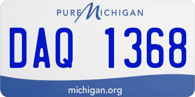 MI license plate DAQ1368