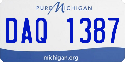 MI license plate DAQ1387