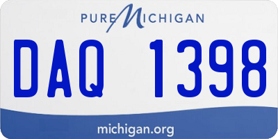 MI license plate DAQ1398