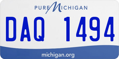 MI license plate DAQ1494