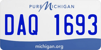 MI license plate DAQ1693