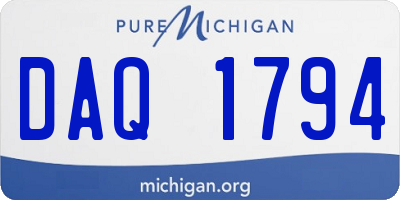 MI license plate DAQ1794