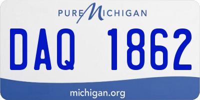 MI license plate DAQ1862