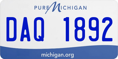 MI license plate DAQ1892