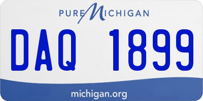 MI license plate DAQ1899