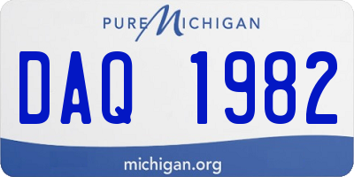 MI license plate DAQ1982