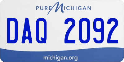 MI license plate DAQ2092