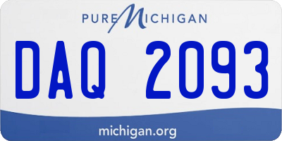 MI license plate DAQ2093