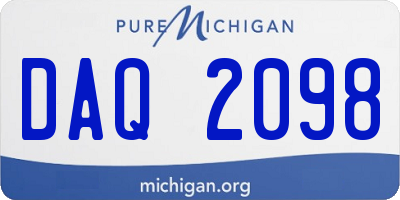 MI license plate DAQ2098