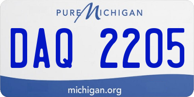 MI license plate DAQ2205