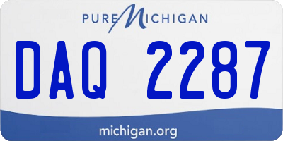 MI license plate DAQ2287