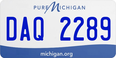 MI license plate DAQ2289